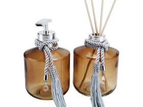 Kit Lavabo Luxo Rubi Degrade Âmbar Porta Saboneteira Difusor Kit Lavabo Luxo Rubi Degrade Âmbar Porta Saboneteira Difusor