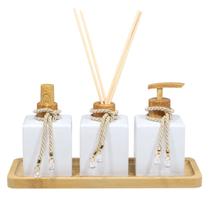 Kit Lavabo Luxo Vidro Sabonete Difusor Bandeja Vareta Spray Kit Lavabo Luxo Vidro Sabonete Difusor Bandeja Vareta Spray