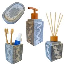 Kit Lavabo Pedra Sabão Difusor Saboneteira Presente Dia Mães Kit Lavabo Pedra Sabão Difusor Saboneteira Presente Dia Mães