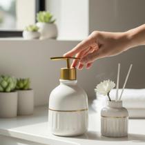 Kit Lavabo Porta Sabonete Liquido e Difusor Jogo de Banheiro Saboneteira