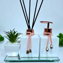 Kit Lavabo, Saboneteira, Difusor E Acessórios ( Cubo Branco)