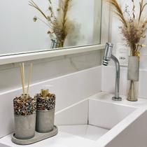 kit lavabo saboneteira e aromatizador com vaso de vidro flor - Multitudo casa