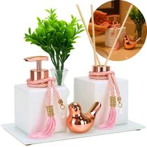 Kit Lavabo Super Luxo Difusor E Saboneteira Com Bandeja Para Banheiro