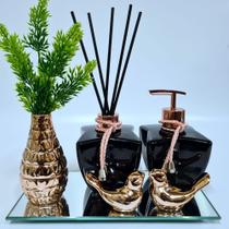 Kit Lavabo Vasinho Espelhado, Difusor, Saboneteira, Estrela