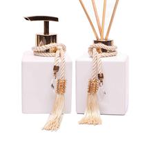 Kit Lavabo Vidro Cubo Branco 250ml Banheiro Difusor Porta Saboneteira Luxo