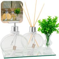 Kit Lavabo Vidro Jolie 300ml Banheiro C/ Bandeja Luxo Porta Saboneteira Difusor e Decoração Kit Lavabo Vidro Jolie 300ml Banheiro C/ Bandeja Luxo Porta Saboneteira Difusor e Decoração