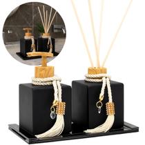 Kit Lavabo Vidro Preto Luxo Com Bandeja Decorativa E Frascos 250ml Banheiro Lavabo Kit Lavabo Vidro Preto Luxo Com Bandeja Decorativa E Frascos 250ml Banheiro Lavabo