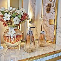 Kit Lavabo Vidro Super Luxo Saboneteira Difusor Banheiro Presente Casamento Kit Lavabo Vidro Super Luxo Saboneteira Difusor Banheiro Presente Casamento