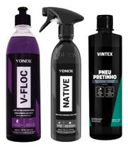 Kit Lavação Carro Vonixx Pretinho Shampoo Cera 500ml Limpeza Vfloc Native