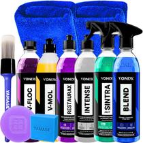 Kit Lavagem Automotiva Completa Profissional Shampoo Cera Revitalizador Produtos Vonixx Blend Sintra Intense Restaurax V mol V floc