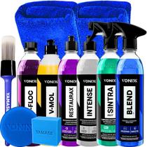 Kit Lavagem Automotiva Completa Profissional Shampoo Cera Revitalizador Produtos Vonixx Blend Sintra Intense Restaurax V mol V floc