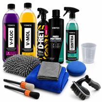 Kit Lavagem Automotiva Profissional Vonixx V-Floc V-Mol Sintra Fast Pneu Pretinho Completo 12 Peças