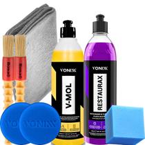 Kit Lavagem Automotiva Shampoo Desengraxante Neutro V-Mol Vonixx Revitalizador Renovador Restaurador de Plasticos Restaurax