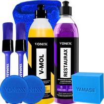 Kit Lavagem Automotiva Shampoo Desengraxante Neutro V-Mol Vonixx Revitalizador Renovador Restaurador de Plasticos Restaurax