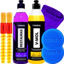 Kit Lavagem Automotiva Shampoo Desengraxante Neutro V-Mol Vonixx Revitalizador Renovador Restaurador de Plasticos Restaurax