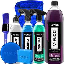 Kit lavagem automotiva Shampoo neutro v floc limpador bactericida sintra cera liquida blend renovador de plastico intense vonixx