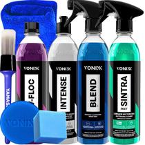 Kit Lavagem Automotiva Shampoo V-floc Cera Liquida Blend Limpador Sintra Fast Renovador Intense Vonixx