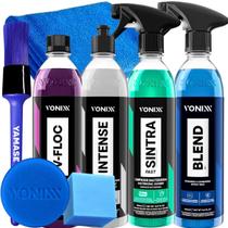 Kit Lavagem Automotiva Shampoo V-floc Cera Liquida Blend Limpador Sintra Fast Renovador Intense Vonixx