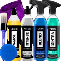 Kit Lavagem Automotiva Shampoo V-Mol Cera Liquida Blend Limpador Sintra Fast Renovador Intense Vonixx