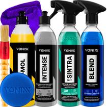 Kit Lavagem Automotiva Shampoo V-Mol Cera Liquida Blend Limpador Sintra Fast Renovador Intense Vonixx