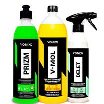 Kit lavagem automotiva vonixx delet vmol 1,5l e prizm revitalizador limpeza completa e descontaminação Kit lavagem automotiva vonixx delet vmol 1,5l e prizm revitalizador limpeza completa e descontaminação