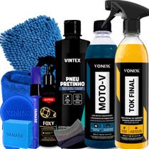 Kit Lavagem de Moto Limpeza Profunda Proteção e Brilho Intenso Tok Final Moto V Pneu Pretinho Vonixx Foxy Razux Kit Lavagem de Moto Limpeza Profunda Proteção e Brilho Intenso Tok Final Moto V Pneu Pretinho Vonixx Foxy Razux