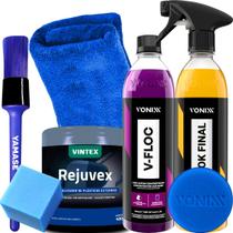 Kit Lavagem e Detalhamento Shampoo VFloc Revitalizador Rejuvex Cera Carnaúba Tok Final Kit Lavagem e Detalhamento Shampoo VFloc Revitalizador Rejuvex Cera Carnaúba Tok Final