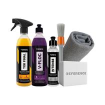 Kit Lavagem E Estetica Automotiva Vonixx Vfloc Shampoo Tok Final Cera Carnauba Intense Plásticos Pincel Pano Espuma