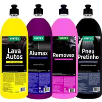 Kit Lavagem Lava Autos Desengraxante Solupan Removex Limpa Aluminio Alumax Brilho Pneu Pretinho Vonixx Vintex