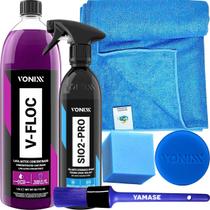 Kit Lavagem Moto Carro Fosco Shampoo V-Floc1.5L Selante Hidrorepelente Sio2-Pro Spray Vonixx