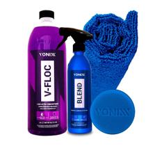 Kit Lavagem Moto/carro Shampoo V-floc+cera+toalha Vonixx
