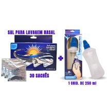 Kit Lavagem Nasal Garrafinha 250ml Cânula + Sal c/30 Sachês Kit Lavagem Nasal Garrafinha 250ml Cânula + Sal c/30 Sachês