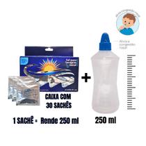 Kit Lavagem Nasal Garrafinha 250ml + Sal S/ Iodo C/30 Sachês