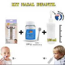 Kit Lavagem Nasal Infantil Seringa c/2+Sal+Dispositivo 125ml Kit Lavagem Nasal Infantil Seringa c/2+Sal+Dispositivo 125ml