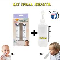 Kit Lavagem Nasal Infantil Seringa c/2un + Dispositivo 125ml