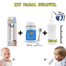 Kit Lavagem Nasal Infantil Seringa+Soro+Dispositivo 125ml