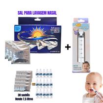 Kit Lavagem Nasal Sal C/30 Sachês + Seringa C/ Bico Silicone