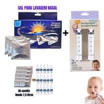 Kit Lavagem Nasal Sal C/30 Sachês + Seringa C/ Bico Silicone