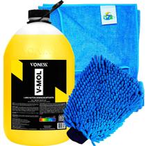 Kit Lavagem Profissional Shampoo Lava Autos V-Mol 5l Vonixx Toalha de Secagem Luva de Microfibra Tentaculos