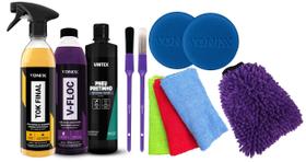 Kit Lavagem Profissional Vonixx Cera Tok Final Shampoo V floc Pneu pretinho Luva pincel aplicador pano Microfibra Kit Lavagem Profissional Vonixx Cera Tok Final Shampoo V floc Pneu pretinho Luva pincel aplicador pano Microfibra