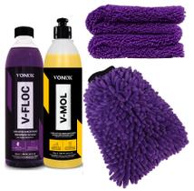 Kit Lavagem Profissional Vonixx V floc + V Mol removedor de Barro + Luva microfibra+ Toalha Zacs 40x60