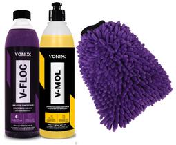 Kit Lavagem Profissional Vonixx V floc + V Mol removedor de Barro + Luva microfibra Kit Lavagem Profissional Vonixx V floc + V Mol removedor de Barro + Luva microfibra