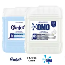 Kit Lavandeira: Lava Roupas Líquido Perfect White Omo 7L + Amaciante Lavanderia Pro Comfort 7L