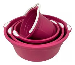 Kit Lavanderia 3 Bacias + 1 Balde Grande Reforçada Multiuso Kit Lavanderia 3 Bacias + 1 Balde Grande Reforçada Multiuso