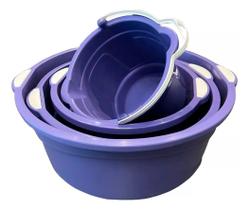 Kit Lavanderia 3 Bacias + 1 Balde Grande Reforçada Multiuso