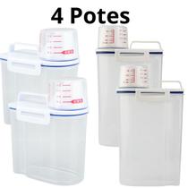 Kit Lavanderia 4 Potes Organizadores Herméticos com Dosador Dispenser Sabão Amaciante Kit Lavanderia 4 Potes Organizadores Herméticos com Dosador Dispenser Sabão Amaciante