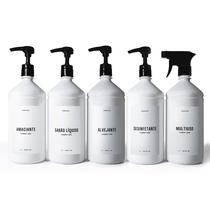 Kit Lavanderia com 5 Frascos 1L Válvula Alta Vazão Spray Kit Lavanderia com 5 Frascos 1L Válvula Alta Vazão Spray