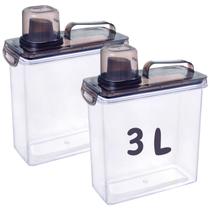 Kit lavanderia dispenser sabão amaciante 3l 2un cinza escuro