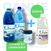 Kit lavanderia (lava roupa 2l / amaciante plus 2l / alvejante em po / alvejante sem cloro 2l)