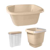 Kit Lavanderia Lava Roupas Com Bacia Balde E Porta Sabão Em Pó UZ Cores Kit Lavanderia Lava Roupas Com Bacia Balde E Porta Sabão Em Pó UZ Cores